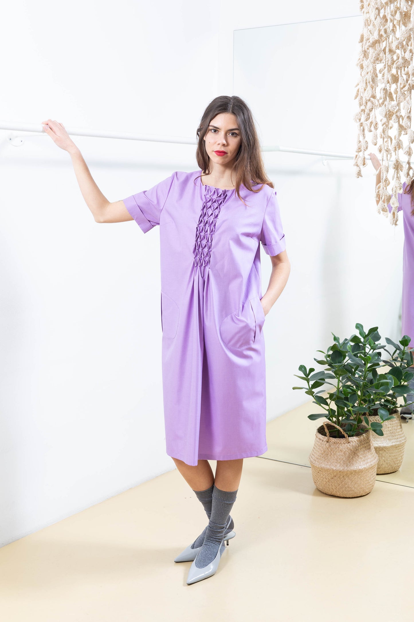 Purple Dress with Details on the Front