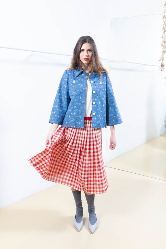 Denim Jacket with Florals