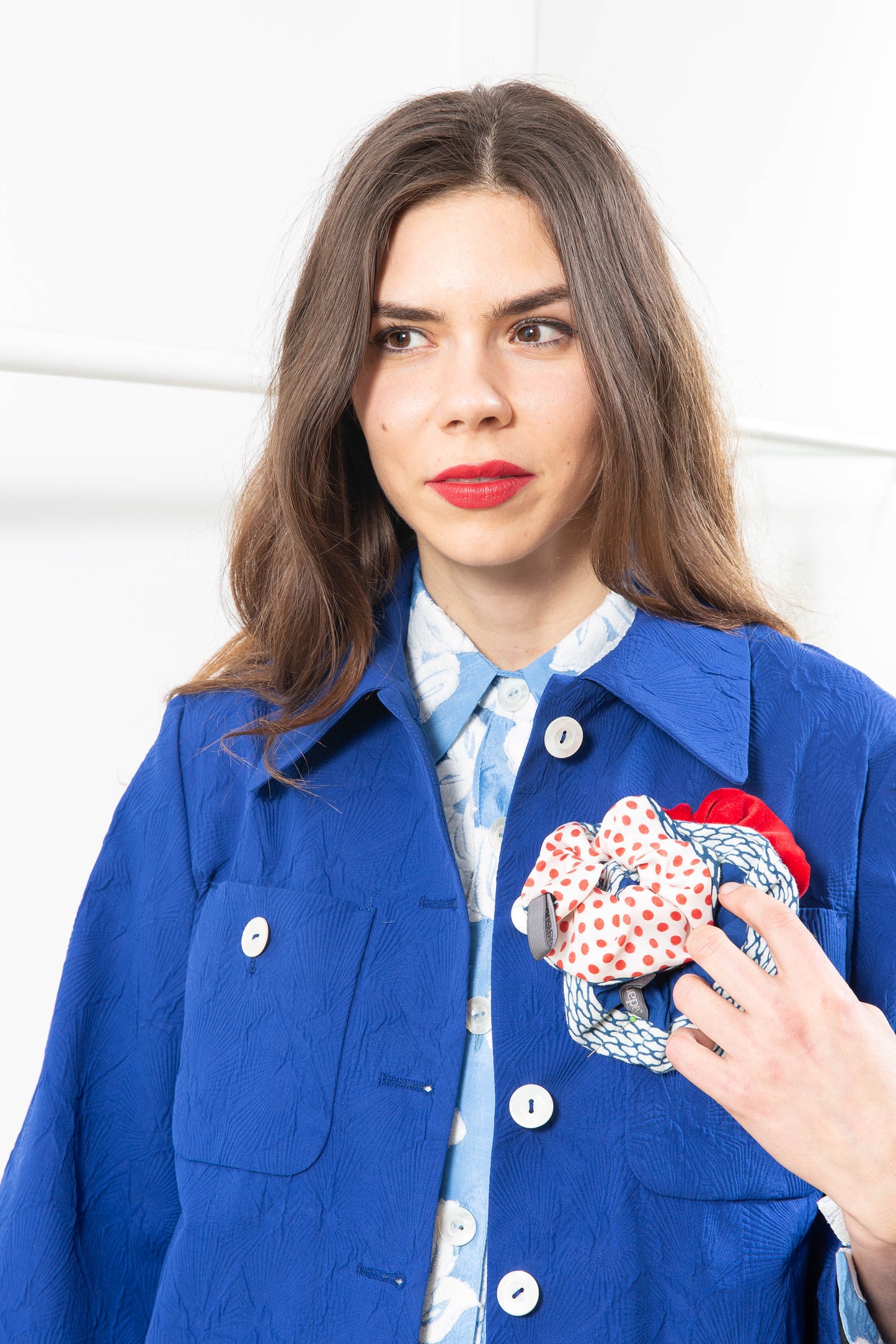 Blue Jacket with Floral Pattern