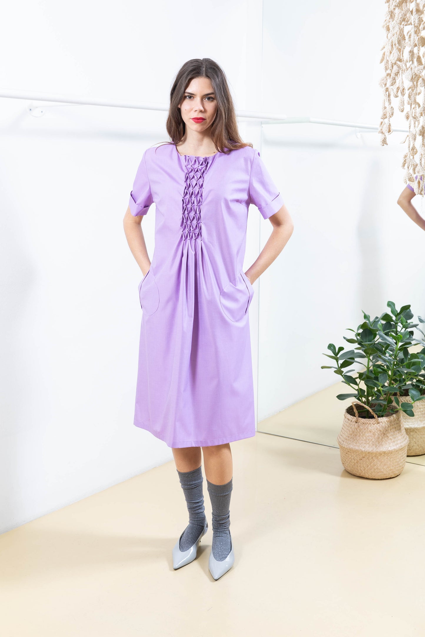 Purple Dress with Details on the Front
