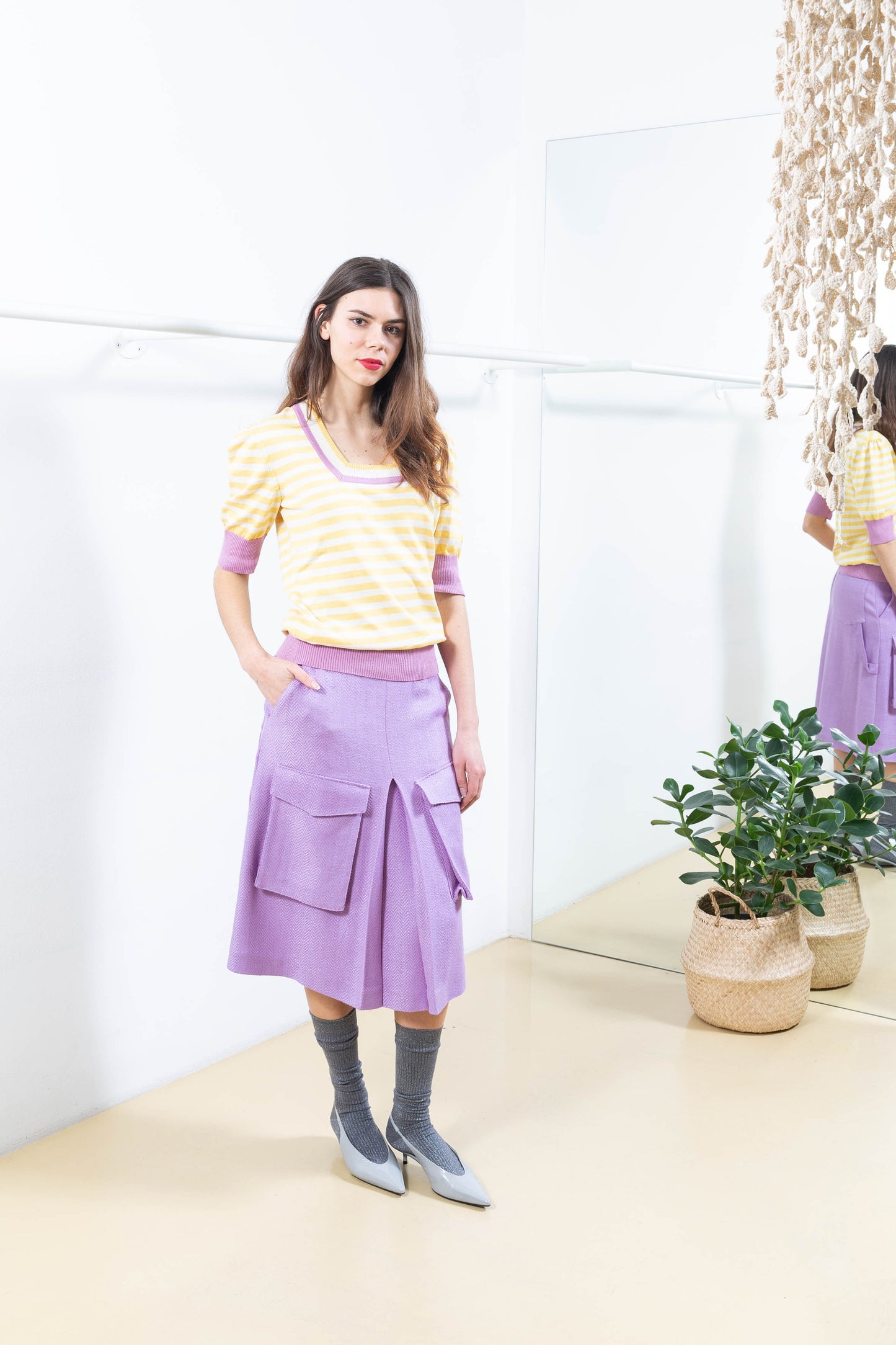 Purple Skirt with Cargo Pockets