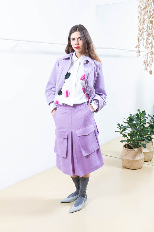 Purple Skirt with Cargo Pockets