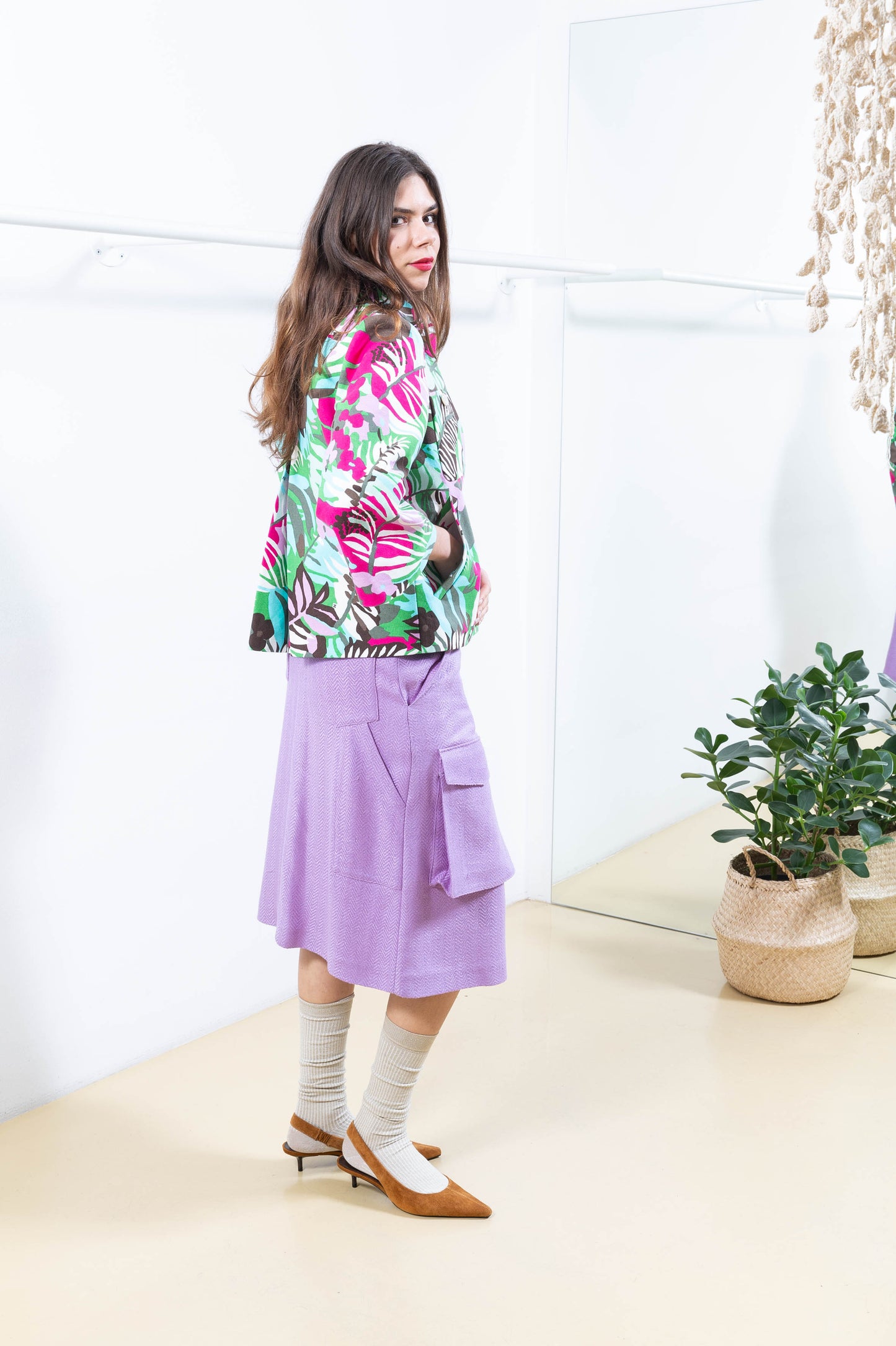 Purple Skirt with Cargo Pockets