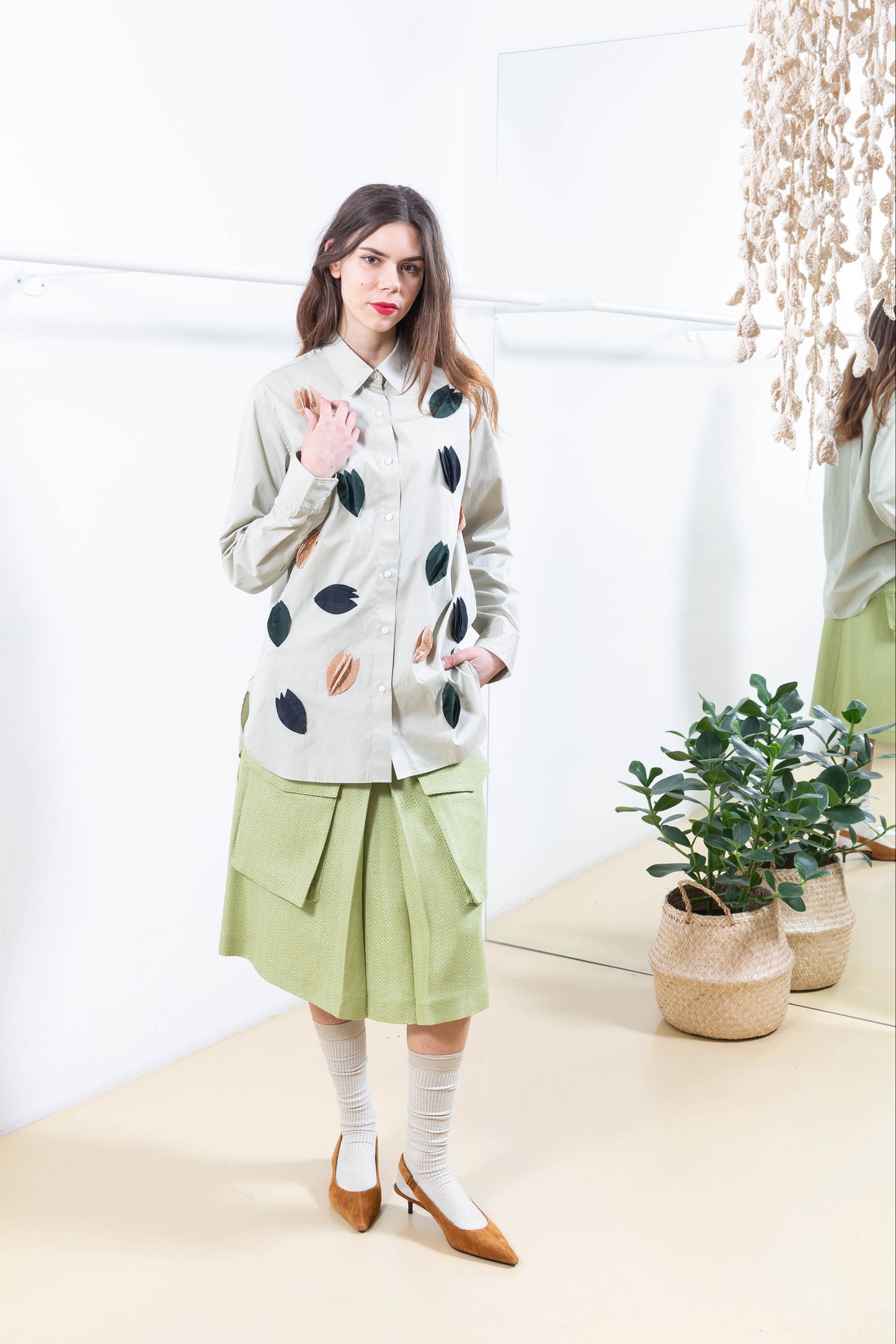 Green Skirt with Cargo Pockets