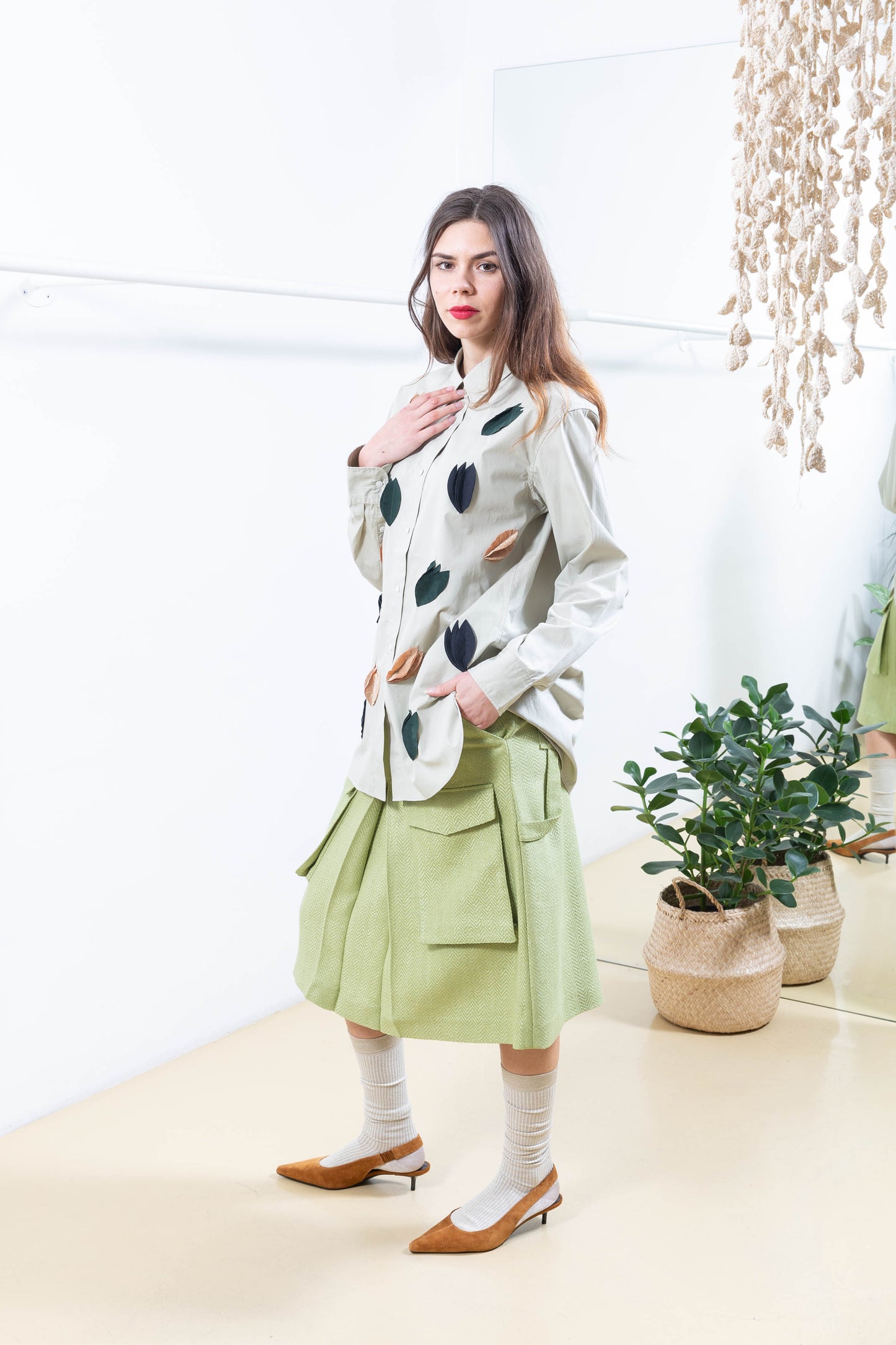 Green Skirt with Cargo Pockets
