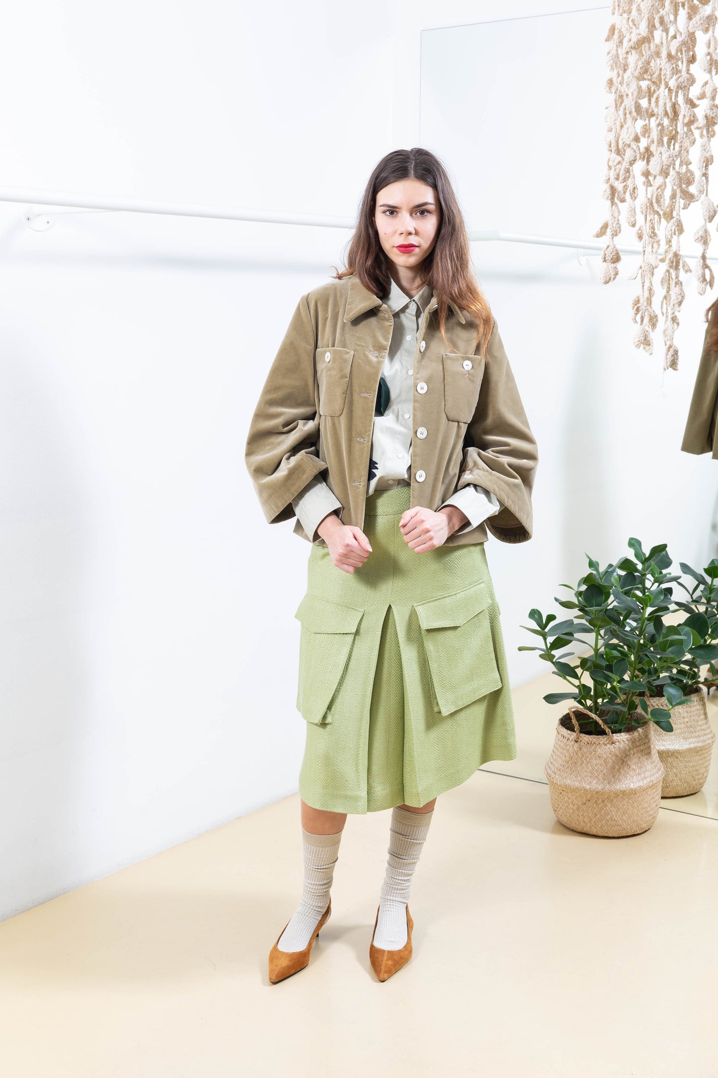 Green Skirt with Cargo Pockets